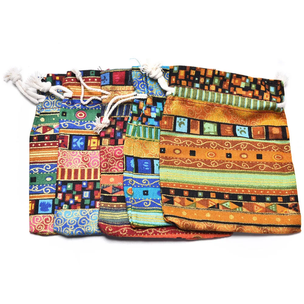 

1pc Perfect Exotic Christmas Wedding Gift Bag Jewelry Pouch Cloth Linen Fabric Packaging With Drawstring Gift Bag 10cm * 14cm