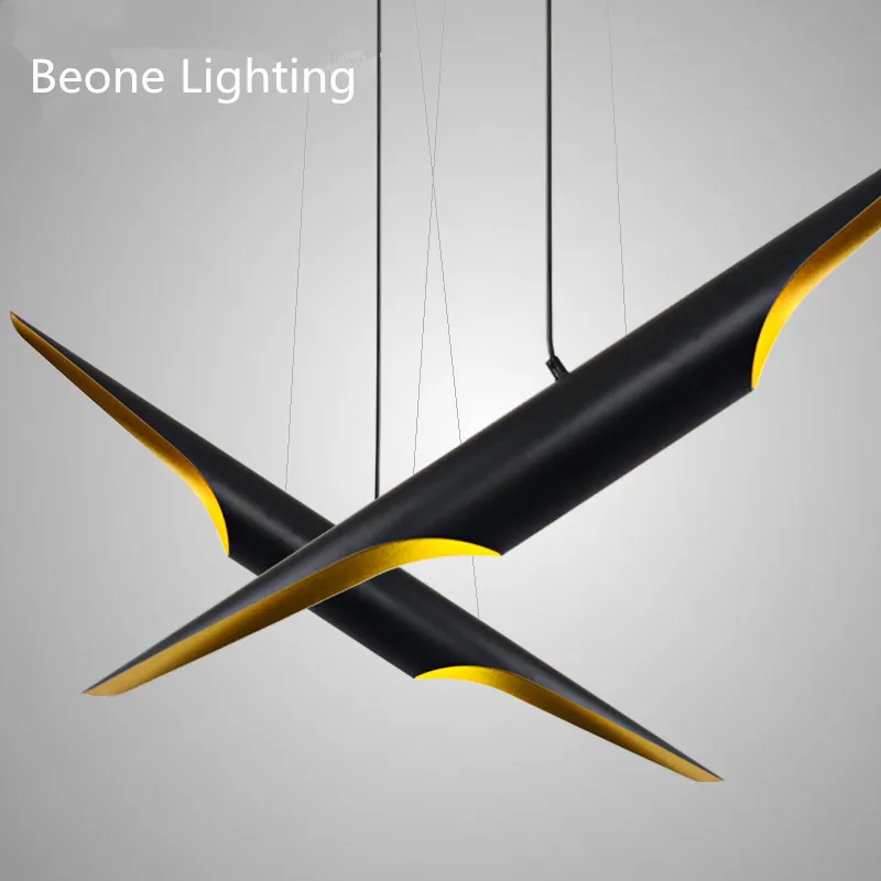 modern E27 LED Aluminium black gold Pendant Lamps Lighting light L100cm/80cm hotel project cafe loft suspension lamp | Лампы и