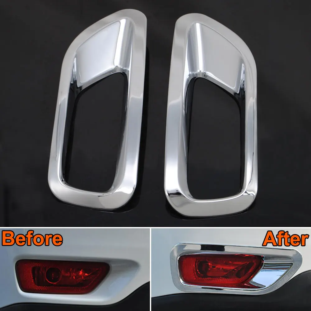 2Pcs ABS Chrome Tail Rear Fog Light Lamps Cover Trim Garnished Bezel