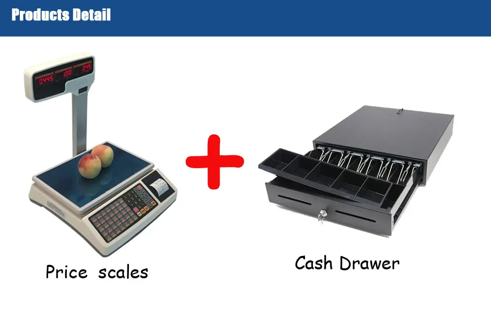 Электронные цифровые весы с чековым принтером и денежным ящиком, поддержка высокой емкости, управление датой с ПК