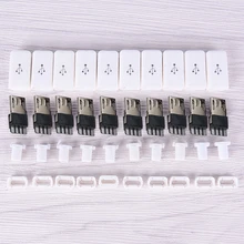 10 шт./компл. DIY белый/черный микро usb-кабель с разъемом «папа» Комплект разъемов Чехлы DIY ремонт аксессуары