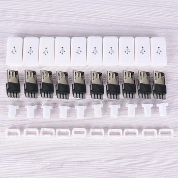 

10PCS/set DIY White/black Micro USB Male Plug Connectors Kit Covers DIY Repair Accessories