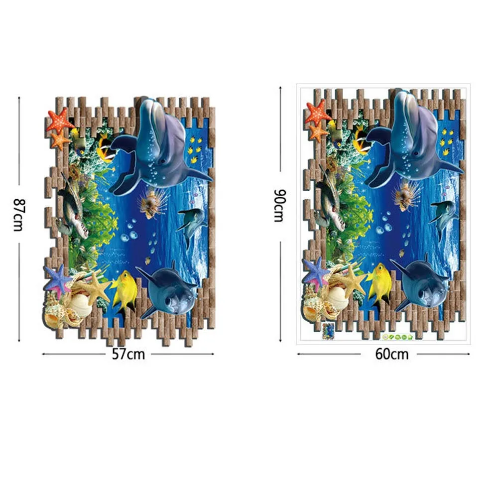 Домашний декор, 3D Наклейка на стену под морем, 60*90 см, Синий Морской мир, животные, наклейки на стену, плакат, Прямая поставка, в продаже, D35M31