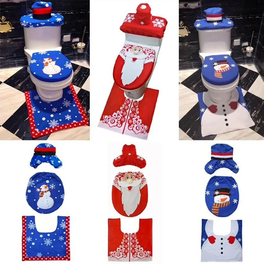 Qianxiaozhen Flannel Santa Claus Toilet Set Christmas Decorations For Home Christmas Accessories