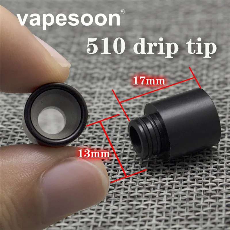 VapeSoon 510 Пластик черный дрип-тип широким отверстием мундштук для 510 Распылитель на резьбе таких как MELO 3 мини TFV8 маленьких распылитель