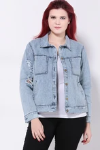 Plus size 5xl women new fashion lapel long sleeve denim jackets loose women out wear casual womens denim jacket ZJ1072