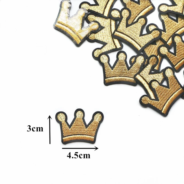 Cool 2pc/set, Gold Metallic QUEEN patches, DIY, Embroidered