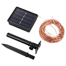 Солнечный светодиодный гирлянды 10 м 100 светодиодный Медный провод светящиеся гирлянды Водонепроницаемый Рождество солнечного света Мощность Солнечная лампа для украшения сада