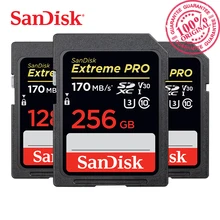 SanDisk Memory Card Extreme Pro SDHC/SDXC SD Card 170MB/s 32GB 64GB 128GB 256GB Class10 C10 U3 V30 UHS-I 4K for Camera SDXXY