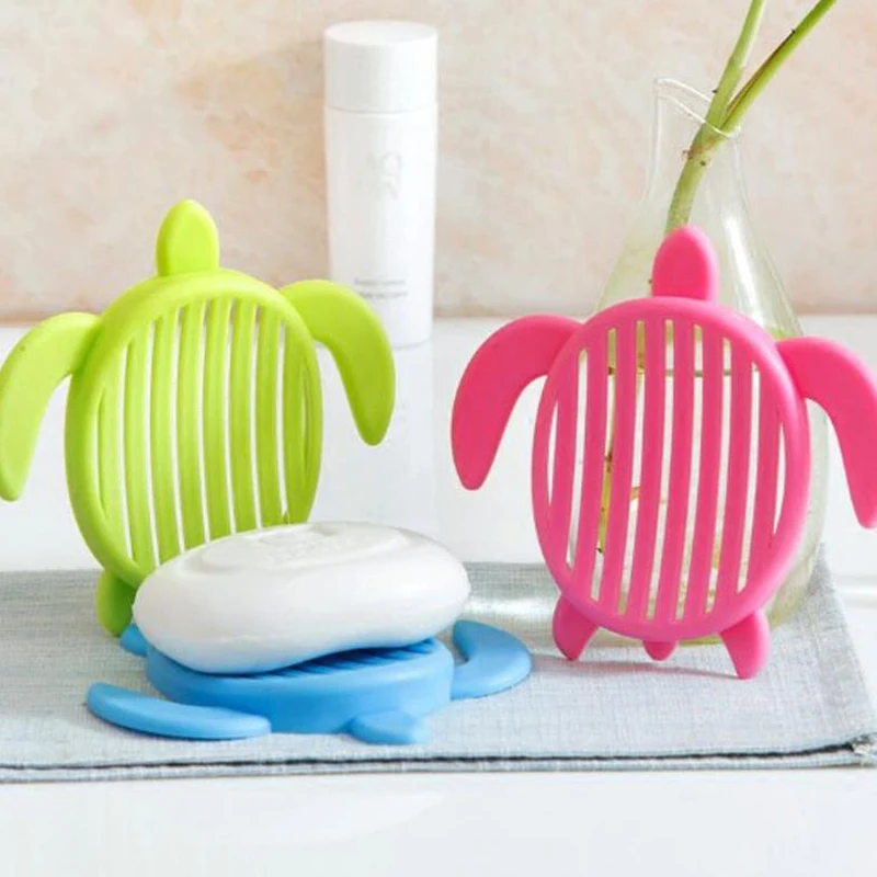 

1 Pcs Cartoon Candy Color Tortoise Shape Plastic Home Travel Soap Dishes Soap Holder Soap Box with Cover Bathroom Set Soap Dish