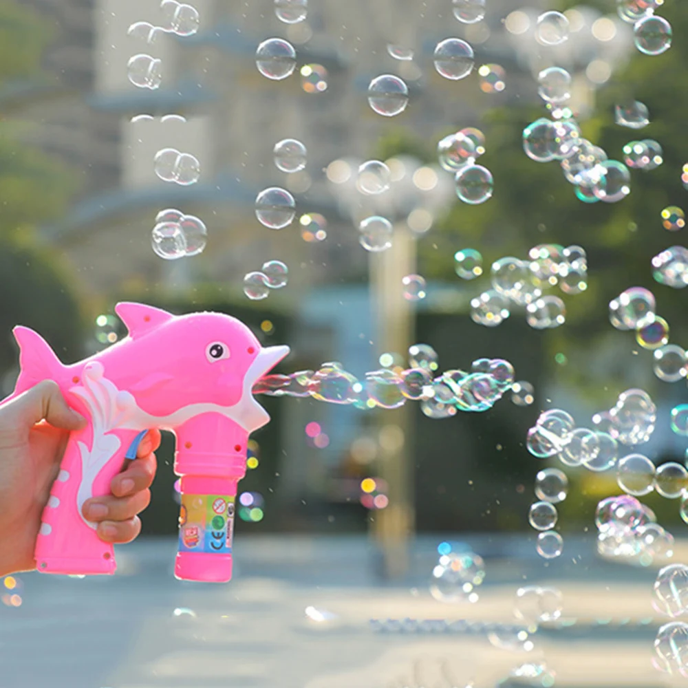 Детская игрушка с мыльными пузырьками, светильник с музыкальными пузырьками для детей, игрушечный пистолет с мультяшными водными пузырьками, электрический игрушечный автомат с пузырьками дельфина