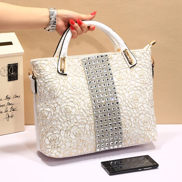 Women S Diamond Handbag For Crocodile Lace Bag Designer Handbags Women S Diamond Handbag For Crocodile Lace Bag Designer Handbags High Quality Shoulder Gold And Silver