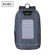 BAIBU USB Solar Charge Laptop Backpack Waterproof Travel Bag for Teens Woman Back Pack Harajuku Schoolbag for Men Blue Backbag