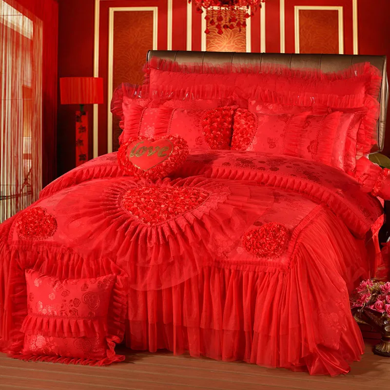 Oriental Red Wedding King Queen Size Bedding Set