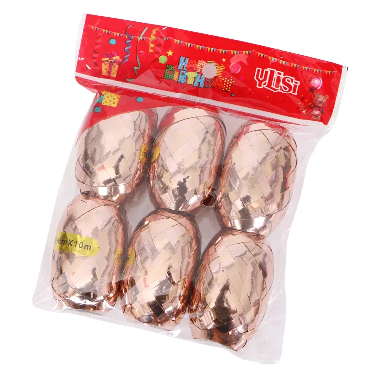 

6pcs Rose gold Ribbon Roll Crimps Balloon Ribbons Party Festival Happy Birthday Decoration Crafts Gift Wrapping 5mmX10m