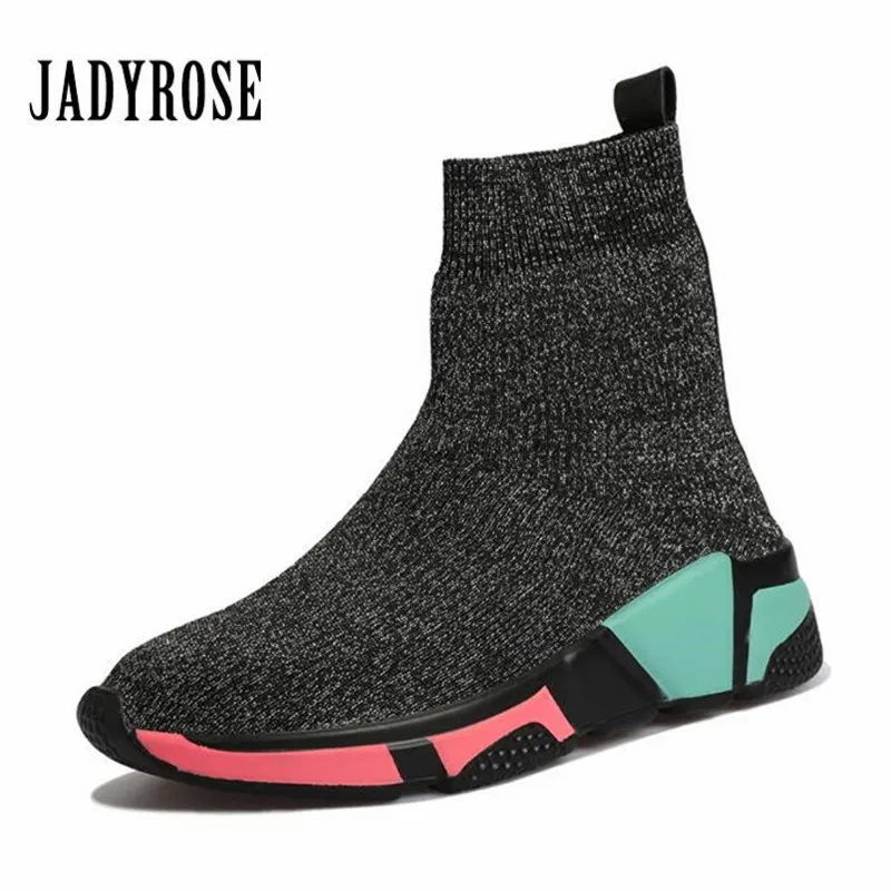

Jady Rose Elastic Women Sock Boots Winter Warm Sneakers High Tops Espadrilles Platform Creepers Female Casual Flat Shoes