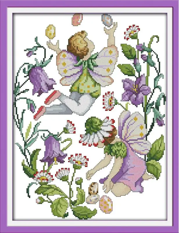 

Purple Beautiful Faery Crafts Art DMC Counted Cross Stitch 11CT 14CT DIY Cross Stitch Kits Embroidery for Home Decor Needlework