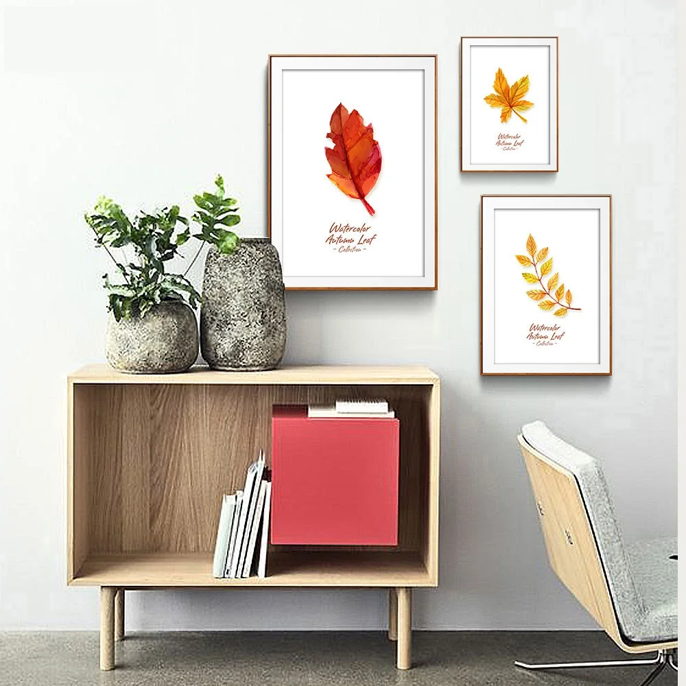 Autumn-Yellow-Red-Leaves-Canvas-Poster-Watercolor-Plant-Nordic-Art-Canvas-Painting-Wall-Picture-Print-Home (2)