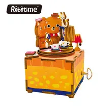 Robotime музыкальная шкатулка Сделай Сам Happy Time деревянные головоломки Миниатюра ручной работы AM310