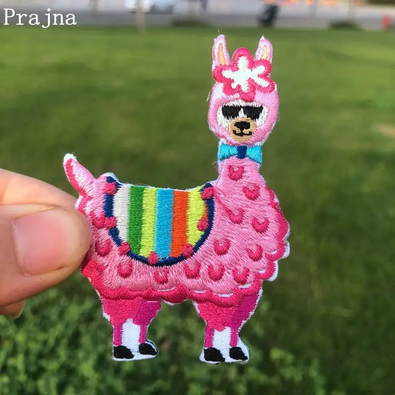 

Prajna Cartoon Llama Patches Hippie Unicorn Iron On Embroidered Patches For Clothing Applique DIY Patch On Kids T-shirt Jackets