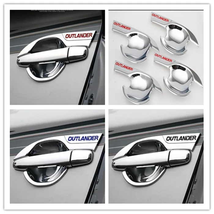 

car styling Chrome Handle cover exterior outside outer door cup bowl accessories moulding trim for2016-2018 Mitsubishi Outlander