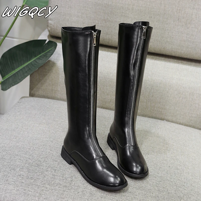 Женские зимние ботинки; теплые и удобные ботинки из искусственного короткого плюша; нескользящие водонепроницаемые ботинки с высоким голенищем на молнии спереди с закрытым носком