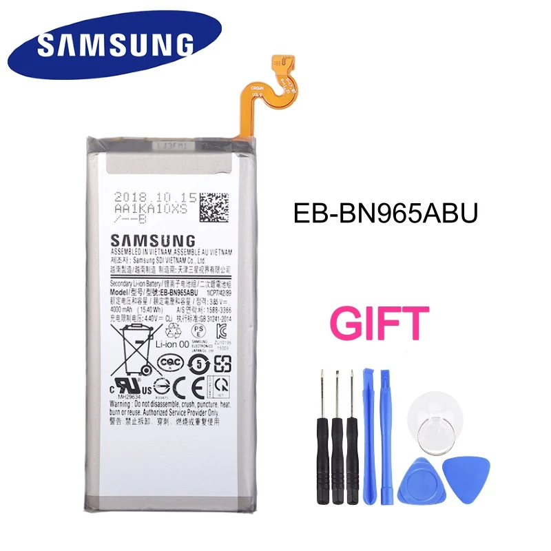 Оригинальная батарея samsung EB-BN965ABU EB-BN965ABE для samsung Galaxy Note9 Note 9 N9600 SM-N9600 SM-N960F 4000 аккумулятор для телефона, мАч