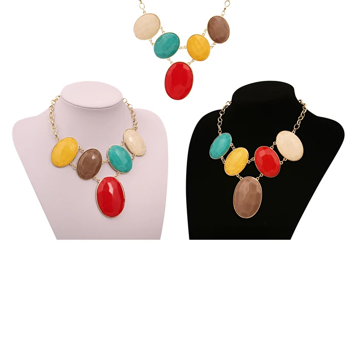 

Radomly Color Send Noble Women Europe Popular Fashion Big Exaggerated Gem Necklace N1116