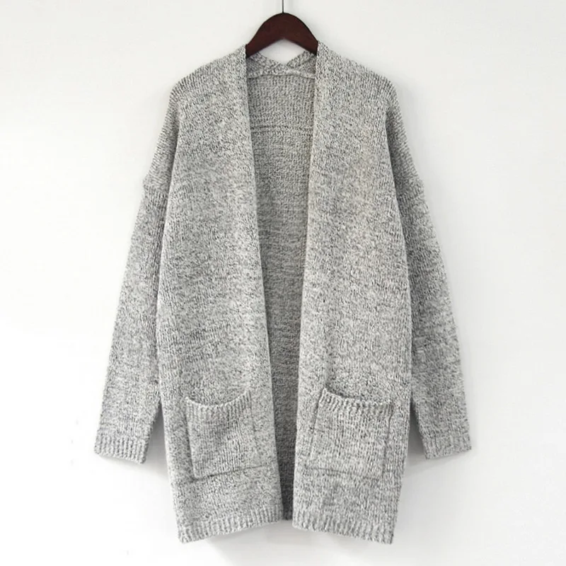 

2019 Loose Cardigan Cotton Solid Cardigan Long Sleeve Knitted Sweater Women Open Stitch Casual Sweters Women mujer invierno