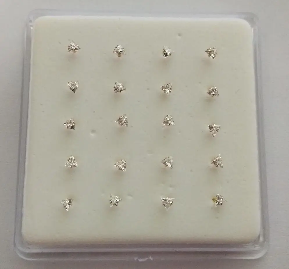 

925 Sterling silver nose stud triangle cubic zircon nose pin 20pcs/set