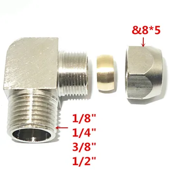 

free shipping copper fitting1/8",1/2" x 8mm High Quality elbow Ferrule Tube Pipe Fittings Threaded Male Connector, brass fitting