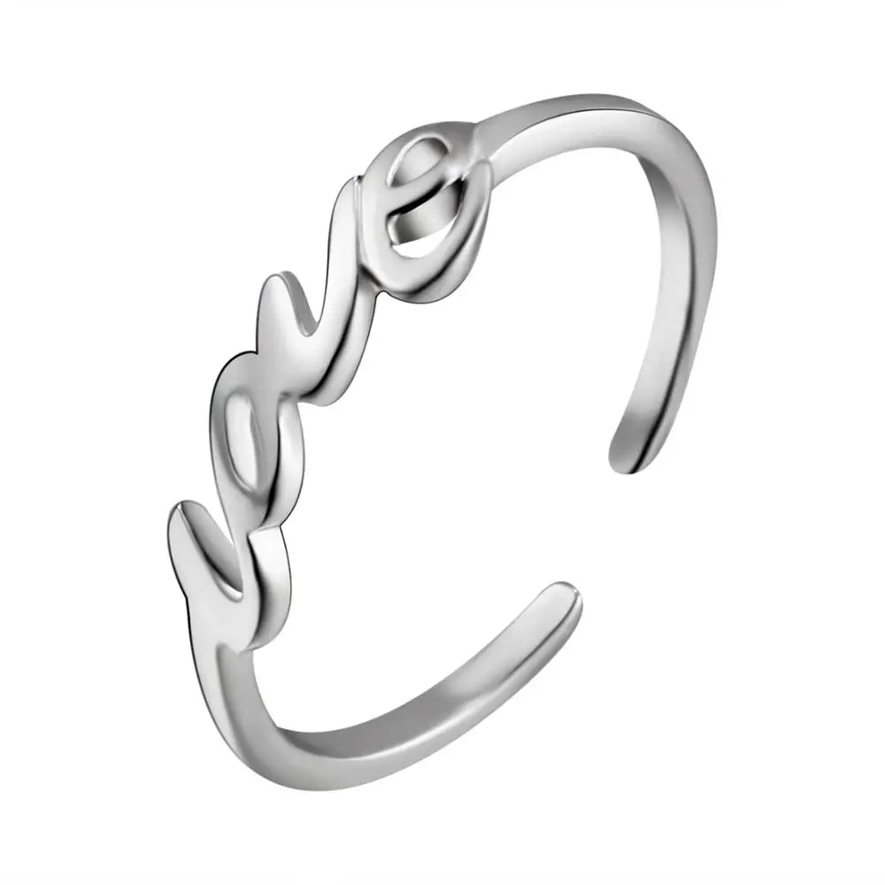 Rinhoo серебряное кольцо с надписью love, с надписью love, регулируемые кольца, модные ювелирные изделия для женщин, Свадебные вечерние кольца в подарок