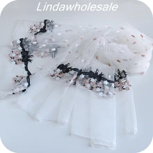 Светло-коричневый с воланами с бантом с острым углом вышивка кружева ткань ручной работы сделай сам одежда юбка материал, Лоскутная Ткань, 130 см* 50 см/шт