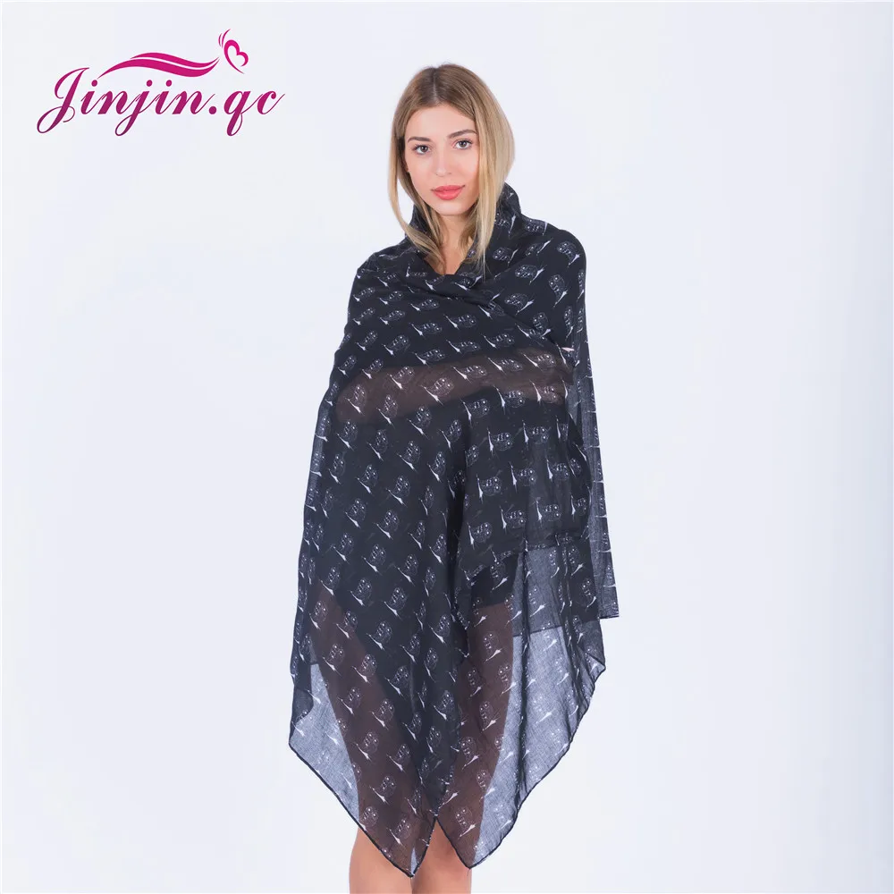 Jinjin.QC New Fashion Owl Printed Scarf Women Horse Scarves and Wraps Echarpe Foulard Femme Drop Shipping