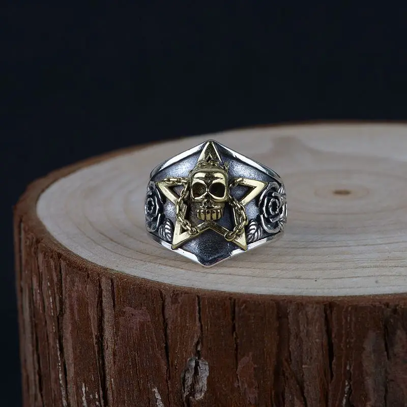 

FNJ Star Skull Ring 925 Silver Anillos New Fashion S925 Sterling Silver Rings for Women Jewelry Adjustable Size bague