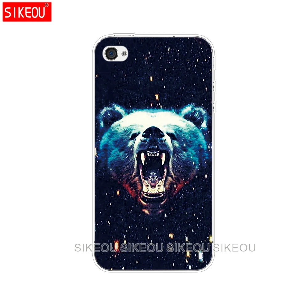 Силиконовый чехол для телефона диагональю 4 0 дюйма iPhone SE 5 с рисунком кошки волка