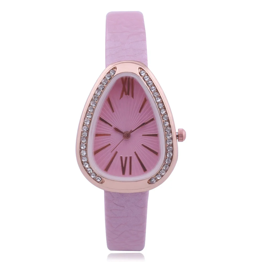 

Watch Woman 2018 Water Drop Case Fake Diamond Ladies Wathes Irregular Leather Strap Analog Dial Quartz-watch Female Dress Clock