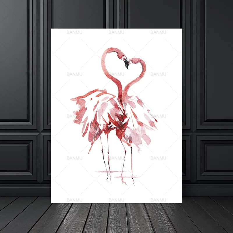 

Watercolor Flamingo Canvas Art Print Painting Poster, Wall Pictures for Home Decoration, Giclee Print Wall Decor