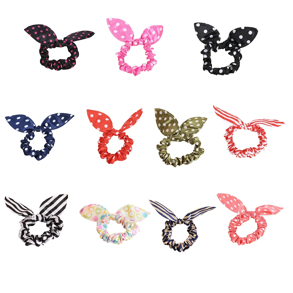 

Children Kids Rabbit Ears Hair Band Women Girl Colorful Elastic Hairband Polka Dot Hair Rope