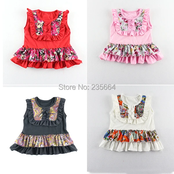 

2016 Rushed Chaleco Girls Tank Tops Vest Cotton Floral Cute Baby Summer Vests Clothing Set Children Outerwear Kids Clothes Dress