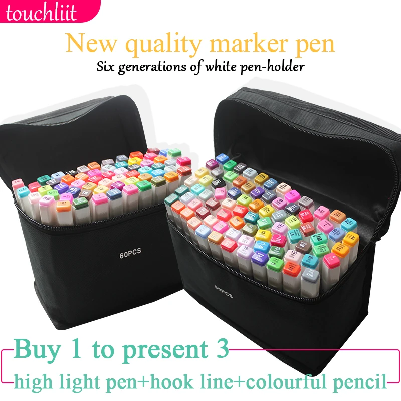 Touchliit двойные маркеры на спиртовой основе 30/40/60/80 цветов|twin marker|sketching mangaalcohol based |