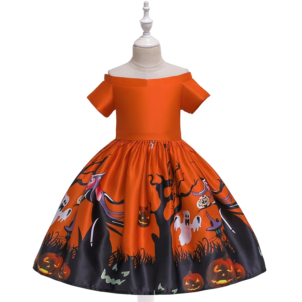 Платья для девочек; костюм на Хэллоуин для девочек; праздничное платье для девочек; детская одежда для костюмированной вечеринки в стиле вампира, тыквы, ведьмы; Рождественская одежда принцессы для детей