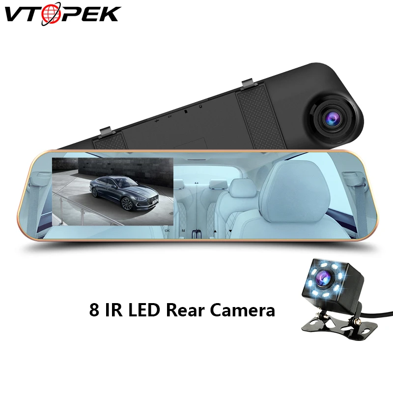 

Vtopek 4.3'' car cam FHD dual dash cam Rear image AV-Out G-sensor Cycle Recording Parking assistance Motion Detection 12V