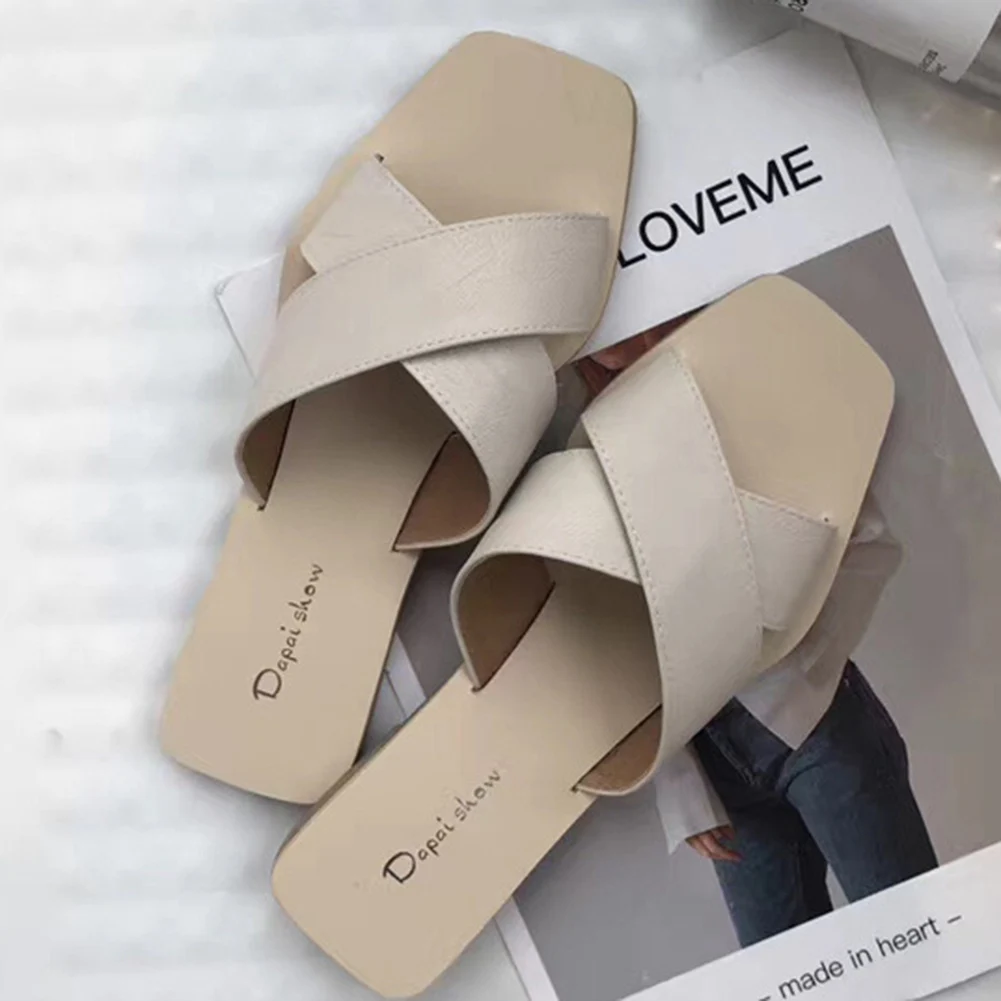 

2018 Summer Shoes Woman Cross Band Sandals Espadrilles Flats Street style Slippers Open Toe Slides Gladiator Sandals Flip Flops