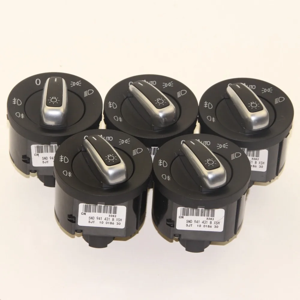 5pcs New Chrome Auto Headlight Switch Fog Light Switches For Passat B6