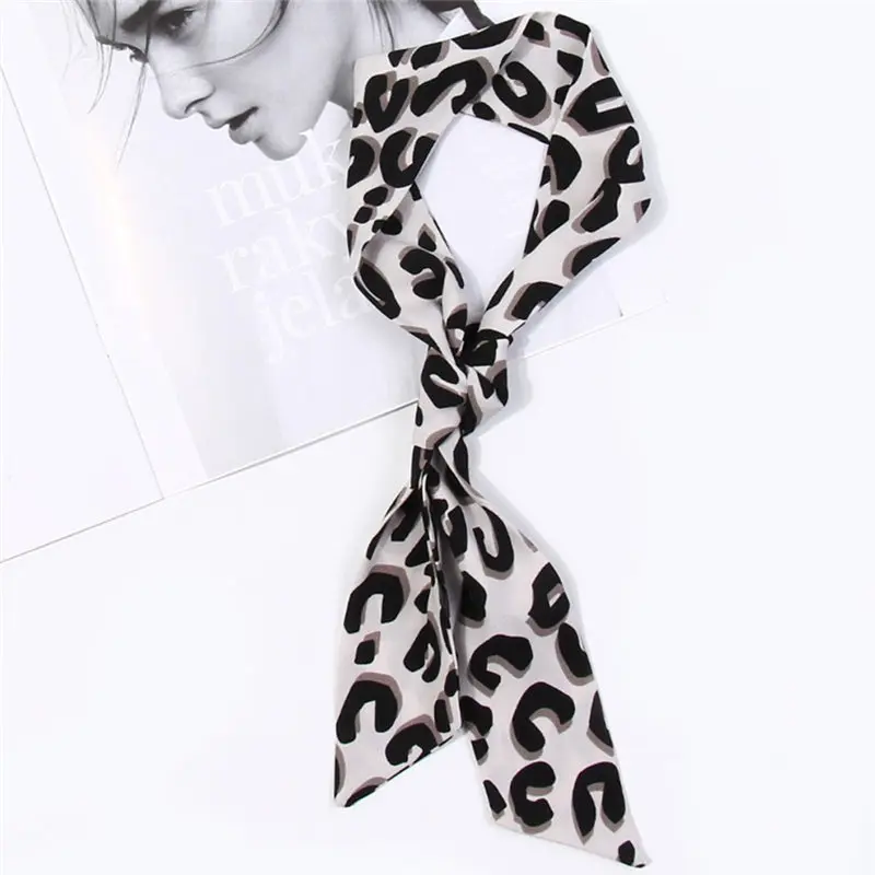 Women Ladies Leopard Print Scarf Wrap Shawls Soft Silk Ribbon women's scarves handkerchief hijab scarf 40MA0513