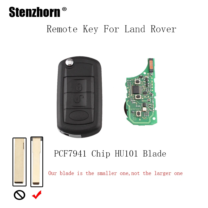 

QWMEND 3Buttons 433Mhz Car Complete Remote key Fob For Land Rover Discovery 3 LR3 Flip Car Keys with PCF7941 chip&HU101 Blade