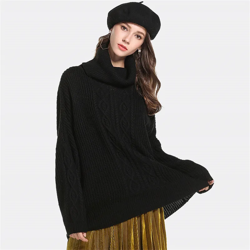 Turtleneck Sweater Women Solid Autumn Long Sleeve Knitted Sweaters and Pullovers Casual Loose Femme Winter Warm Sweater Mujer Sweaters