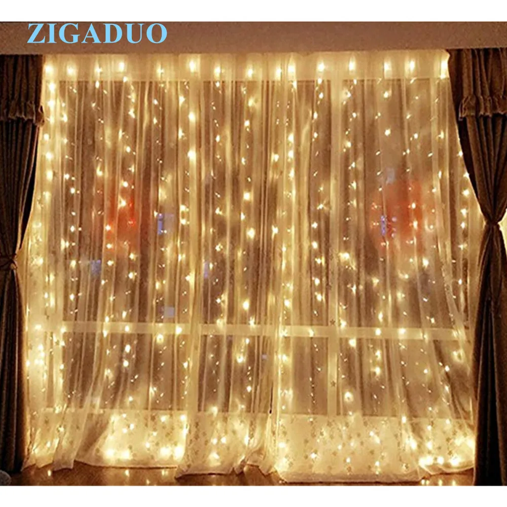 

Christmas Garlands LED 3x3/6x3M led icicle Wedding Fairy String light Christmas 300 led fairy Light garden party Curtain Decor
