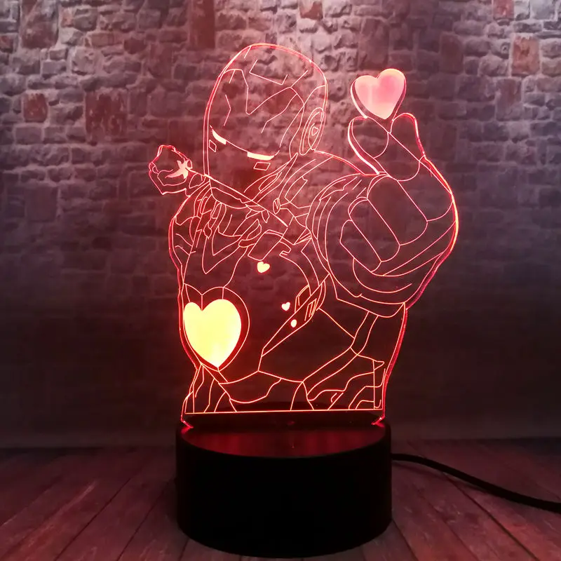 

Avengers End Game Ironman Figuras 3D Illusion Nightlight LED 7 Colors Changing Desk Light Floating Marvel Iron Man Figure Toys